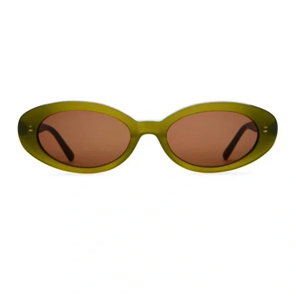 Crap eyewear sweet leaf Olive Green Oval Women's Sunglasses - Fashion Accessory - Picture 1 of 4